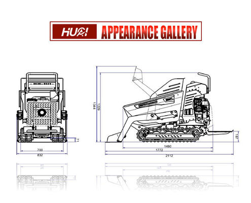 270L Eimerkapazität Hydraulischer Beton Selbstbelastung gefolgt Gummi-Spur Crawler Mini-Dumper