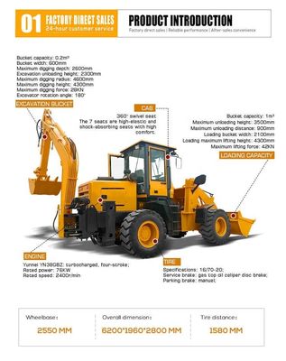 Herstellungsbetrieb Mini-Backhoe-Lader mit 3 cbm Eimer-Kapazität und Front-Lader